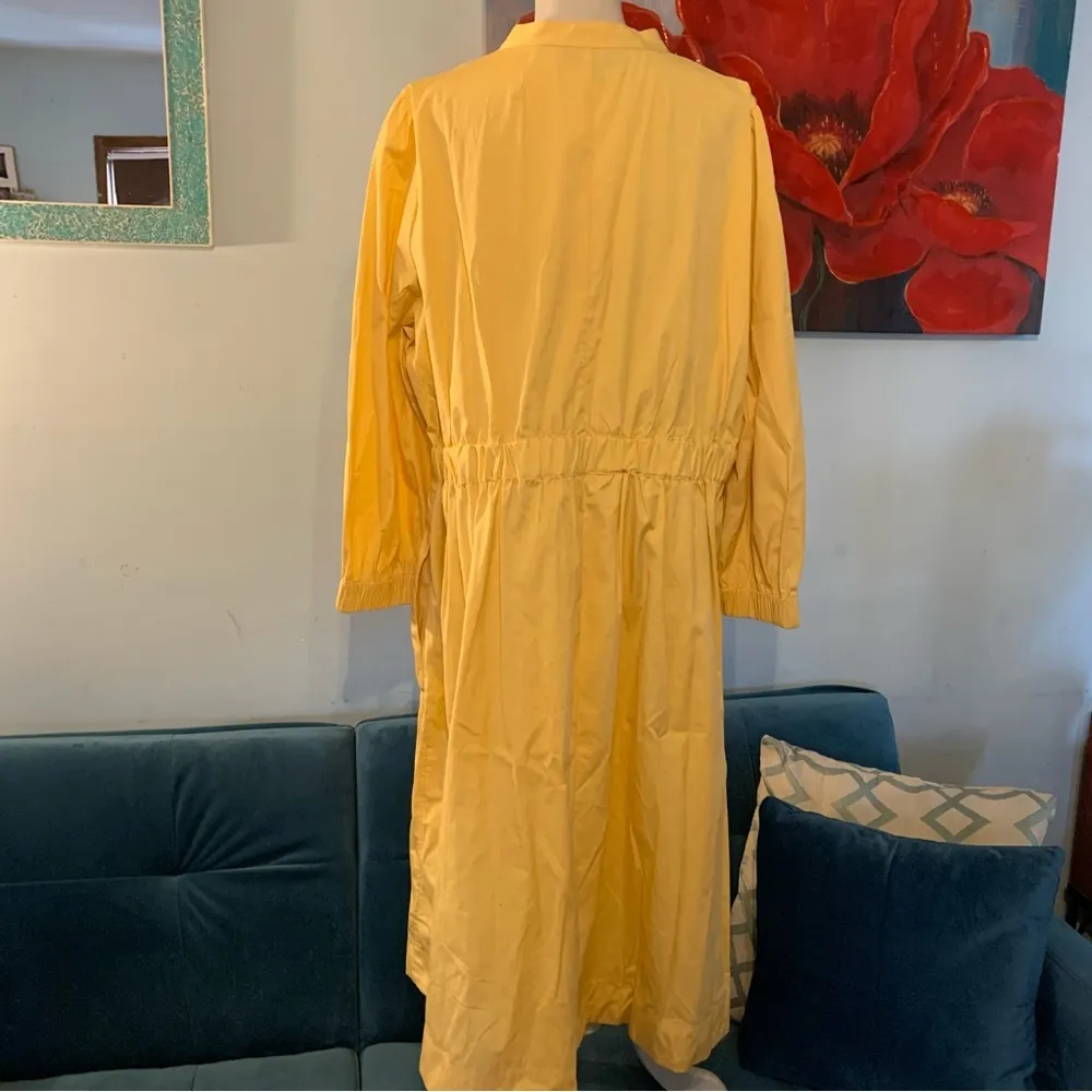 J Crew Cinched Waist Cotton Poplin Yellow Midi Dress XXL Style - Image 14