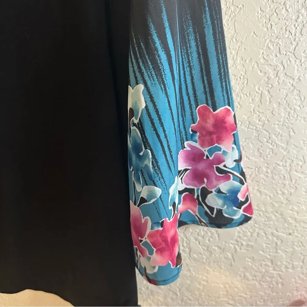 Chico's Floral Print 3/4 Sleeve Tee‎ 570341542 Size Medium  Drape Sleeves - Image 6