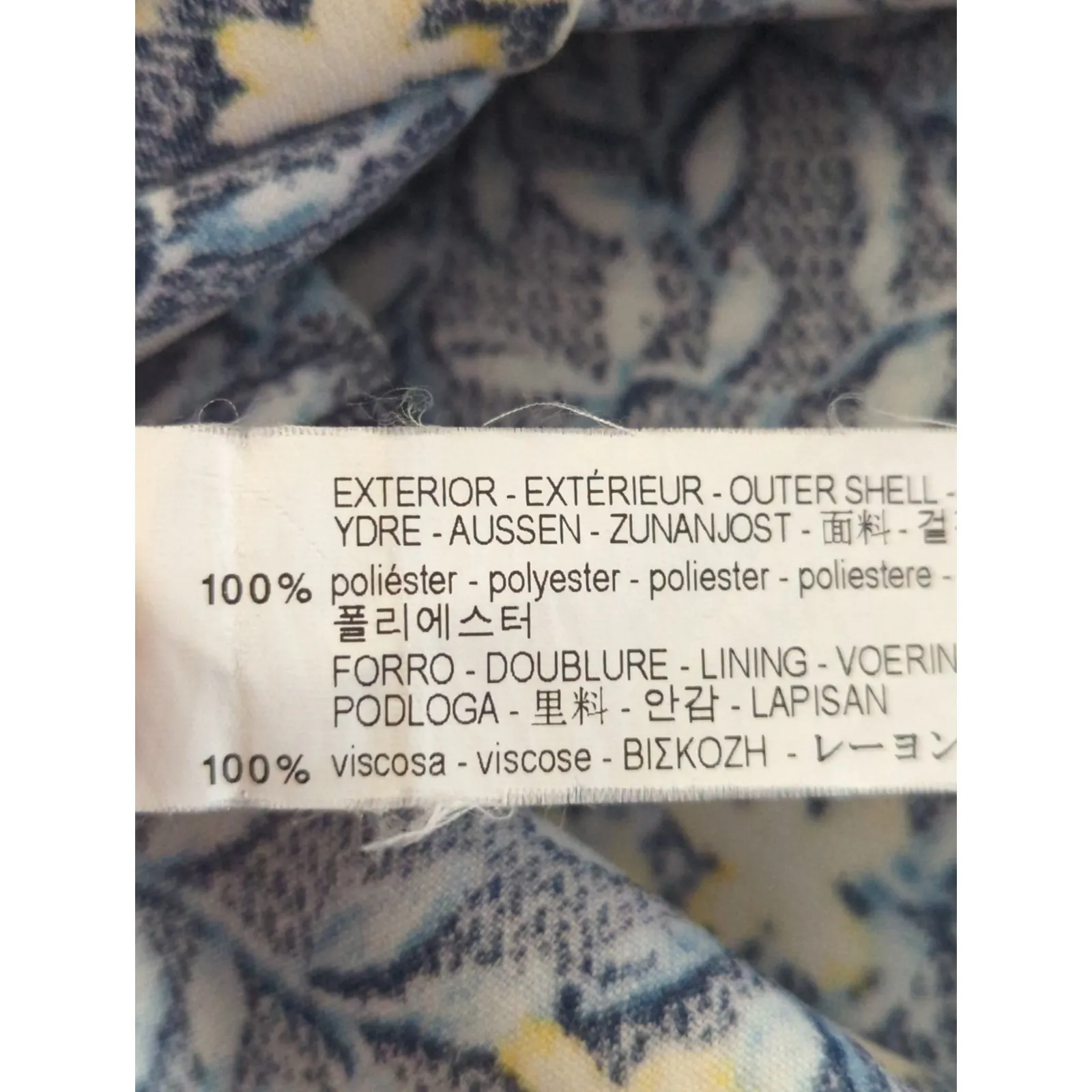 Zara Blue & Yellow Floral Ruffle Sleeve Crepe Mini Dress SMALL Preppy Prairie - Image 11