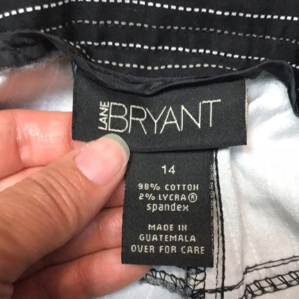 Lane Bryant Women’s Pinstripe Black White Taupe Capri Dress Pants - Image 9