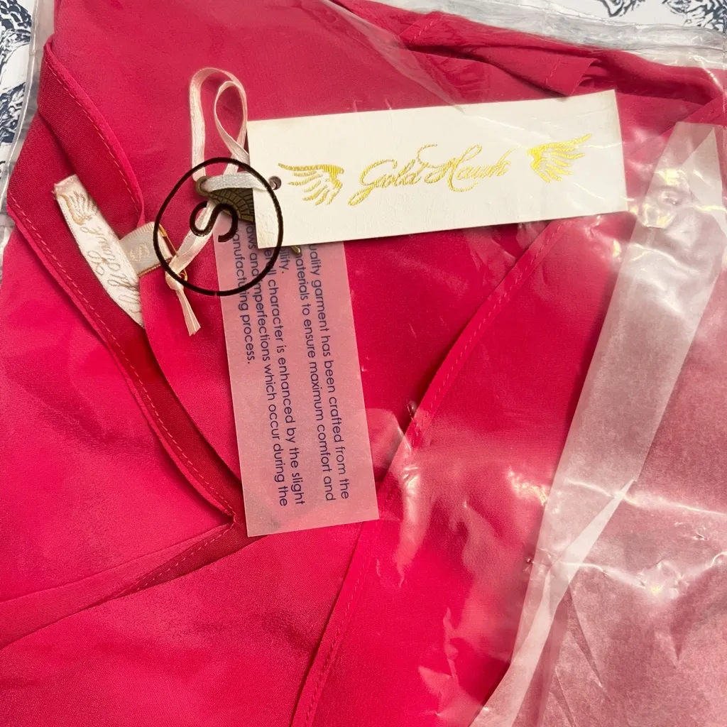 NWT Revolve x GOLD HAWK 100% Silk Hot Pink Ruffle - Image 7