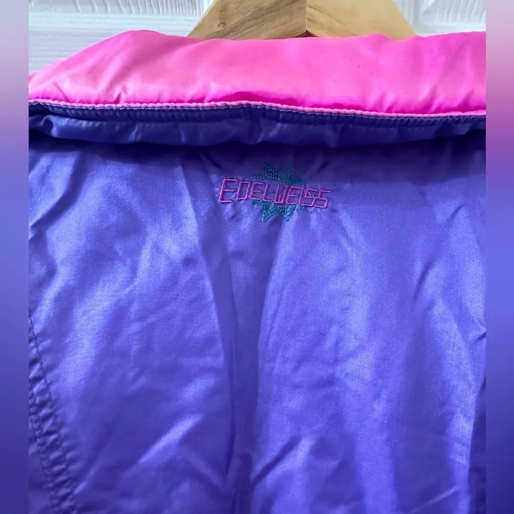 VINTAGE 80s Rare EDELWEISS Retro Puffer Ski Snow Jacket - Image 12