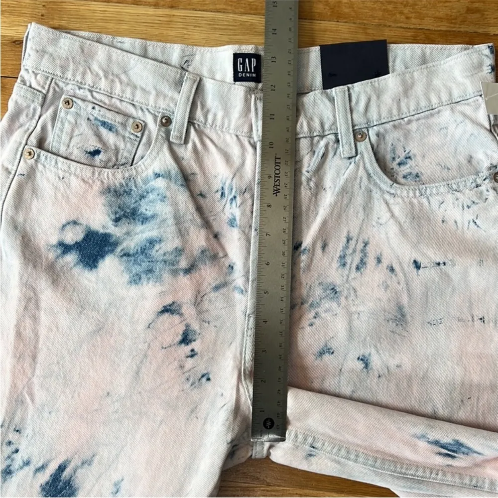 Gap Jeans Womens 12/31 Pink Blue Tie Dye Denim High Rise Jeans Cheeky Straight - Image 10