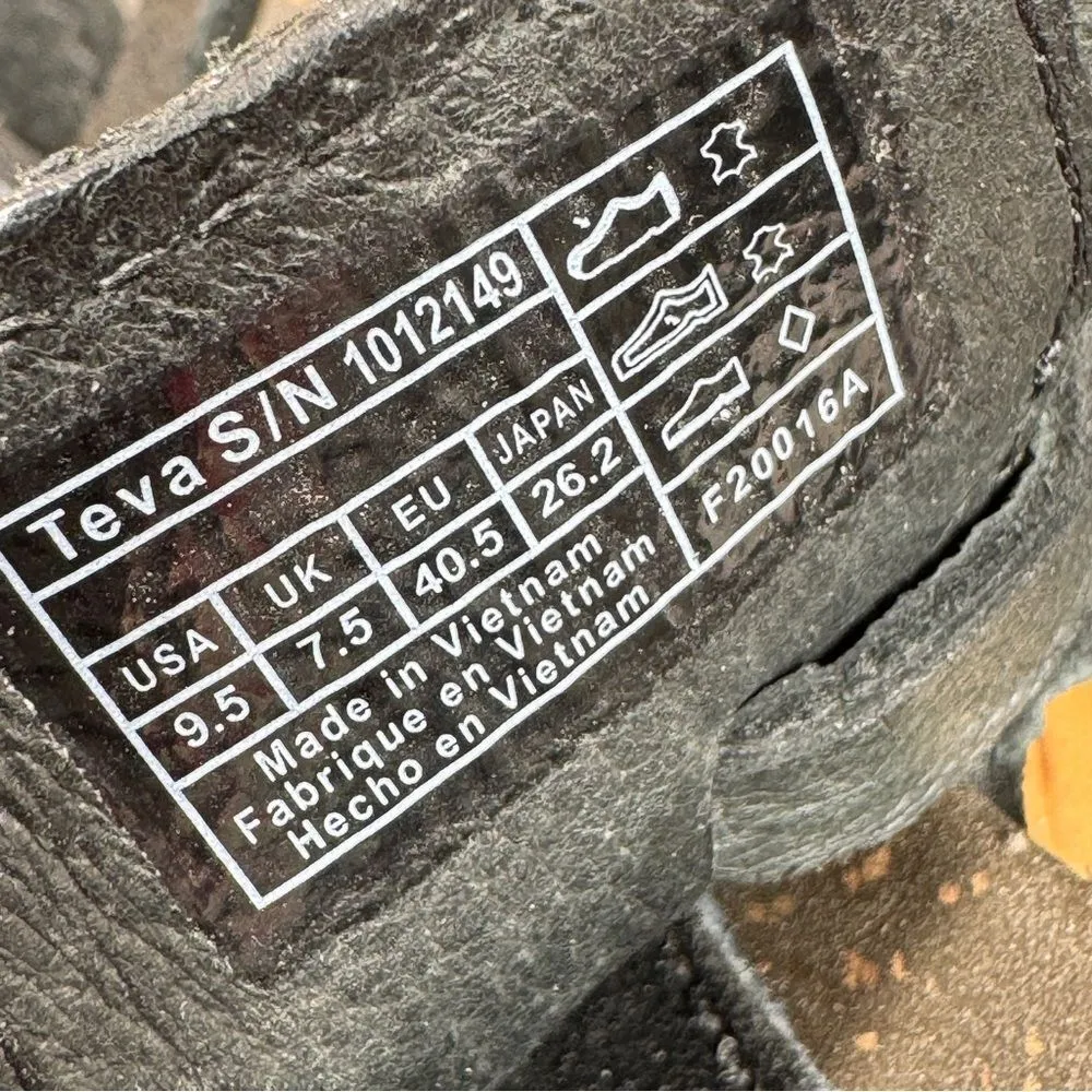 Teva Carrillo Cage Strappy Leather Thong Gladiator Wedge Sandals Black 9.5 - Image 10