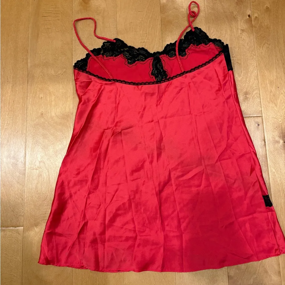 Vintage gold label Victoria’s  secret VS red black chemise L - Image 4