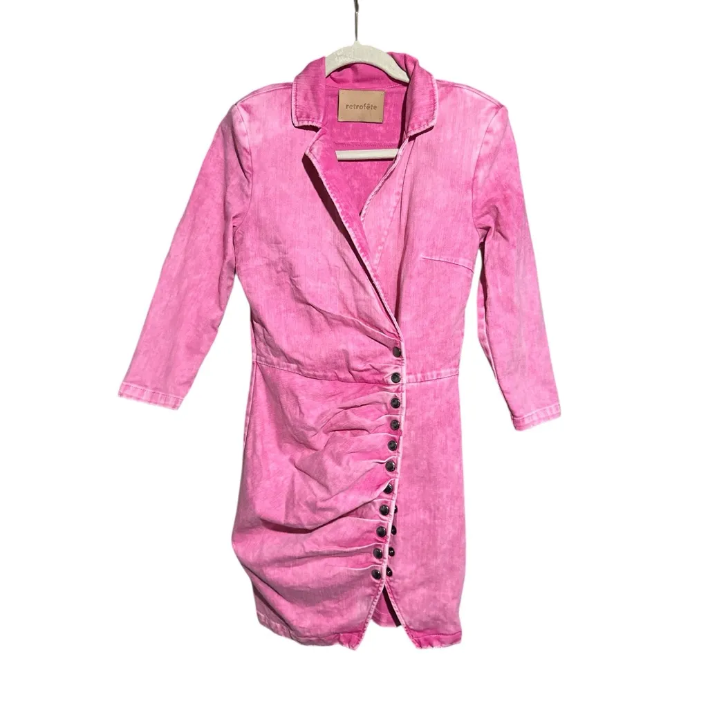 RETROFETE Willa Dress in Vintage Pink Size M runs small - Image 3