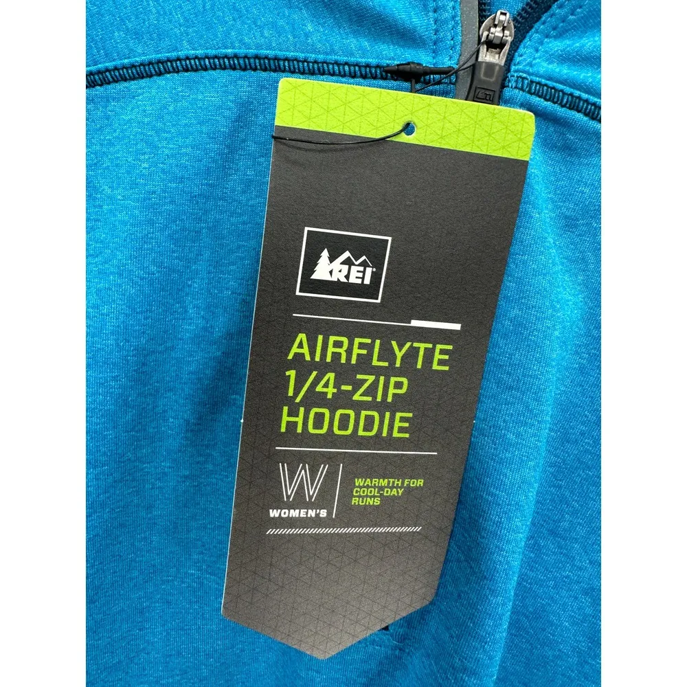 REI Pullover Womens Large Blue Airflyte 1/4 Zip Hoodie Lightweight Outdoor NWT - Image 5