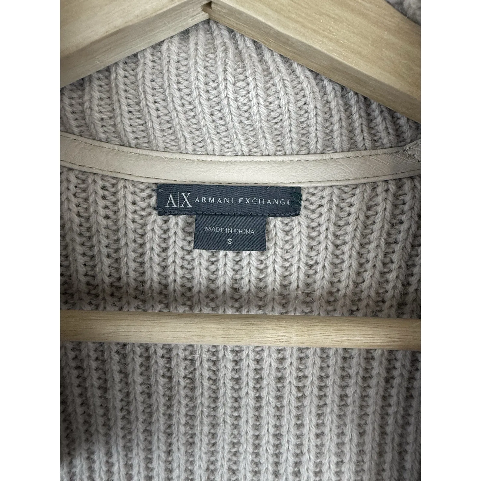 Armani Exchange Women’s Long Cardigan S Cream Beige Wool Cotton Alpaca - Image 11