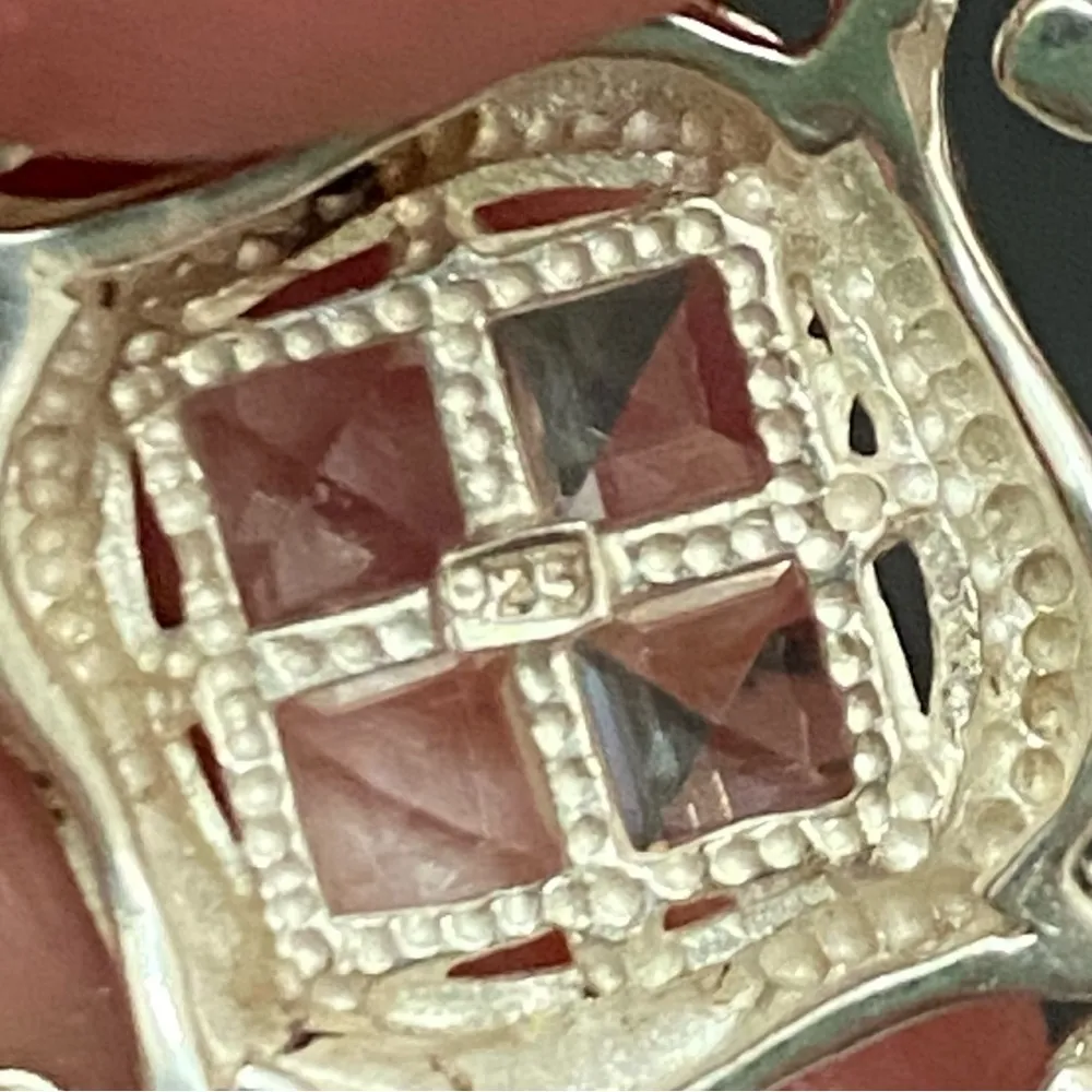 Vintage 925 Signed Sterling Silver Clear CZ Stones Filigree Swirl Pendant 2.9g - Image 16