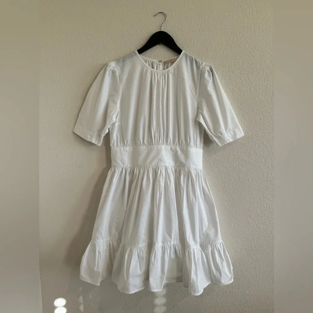 ByTiMo Tuckernuck Medium Blouson‎ Mini Dress White Cotton Poplin Preppy Summer - Image 3