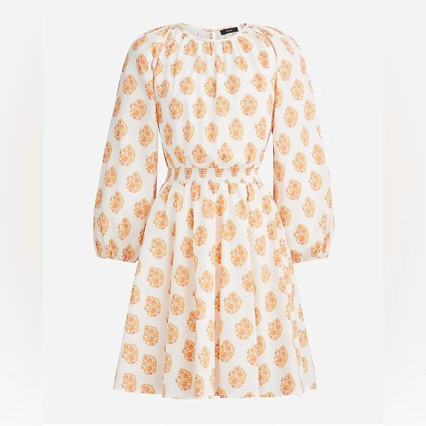 NWOT J.Crew Smocked-Waist Mini Dress in Gathered Floral Block Print — Size Large - Image 2