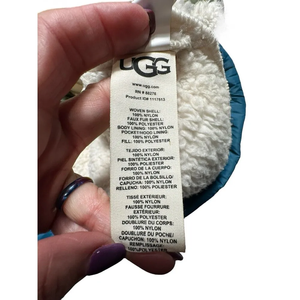 UGG Iggy Sherpa Half Zip Sz XS Hooded Olive Green Cream Pullover RTW Women MN2-5 - Image 8