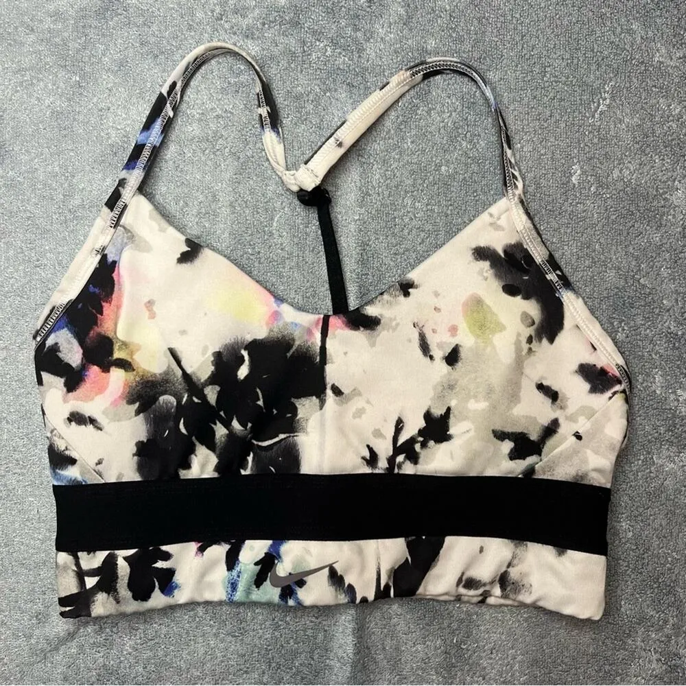 Nike Dri Fit Tie Dye Marble Black White Racer Back Sports Bra Workout Size Small - Image 2