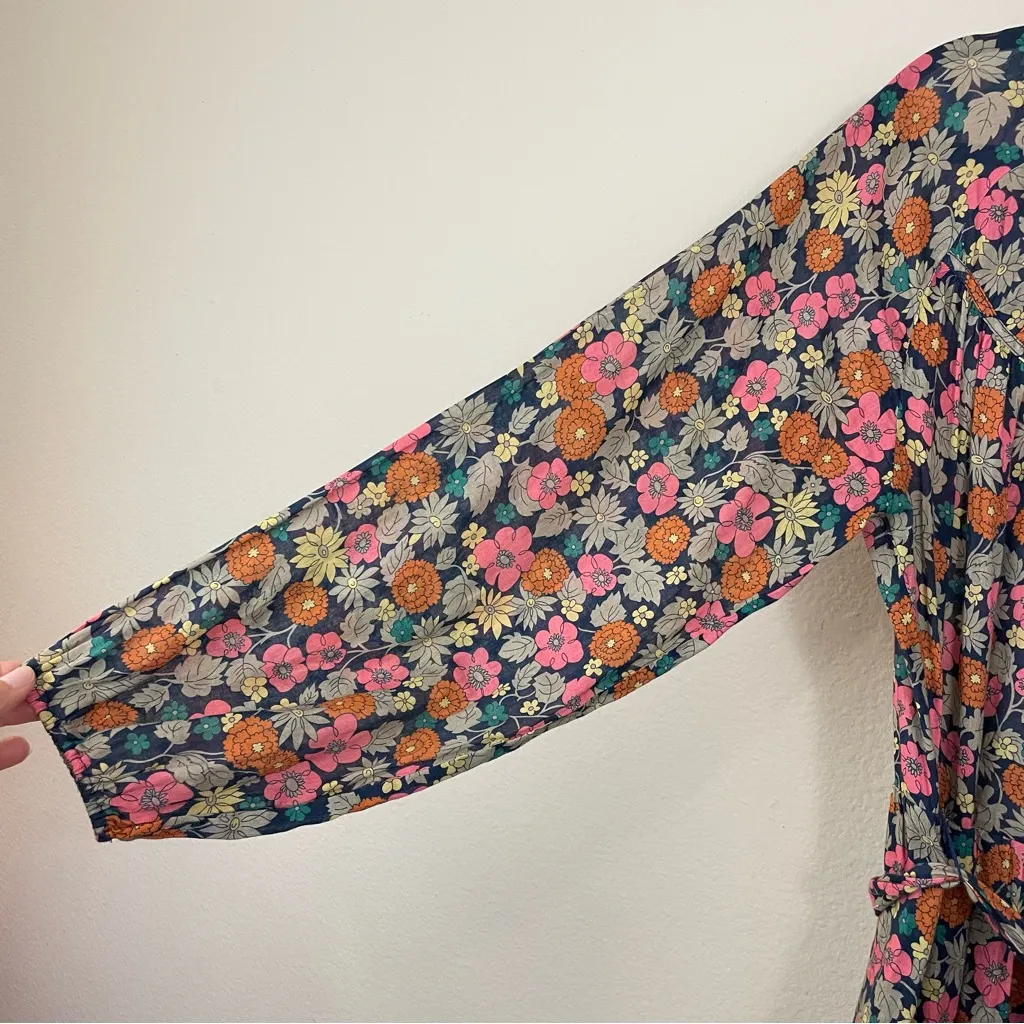 Trovata Birds of Paradis Vintage Floral Abigail Short Dress‎ Size Large - Image 5