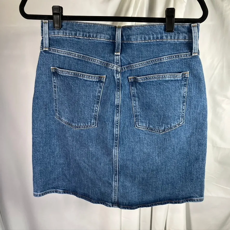 J Crew Denim Skirt Button Front Mini‎ Skirt Women's Size 28 Blue Jean Classic - Image 6