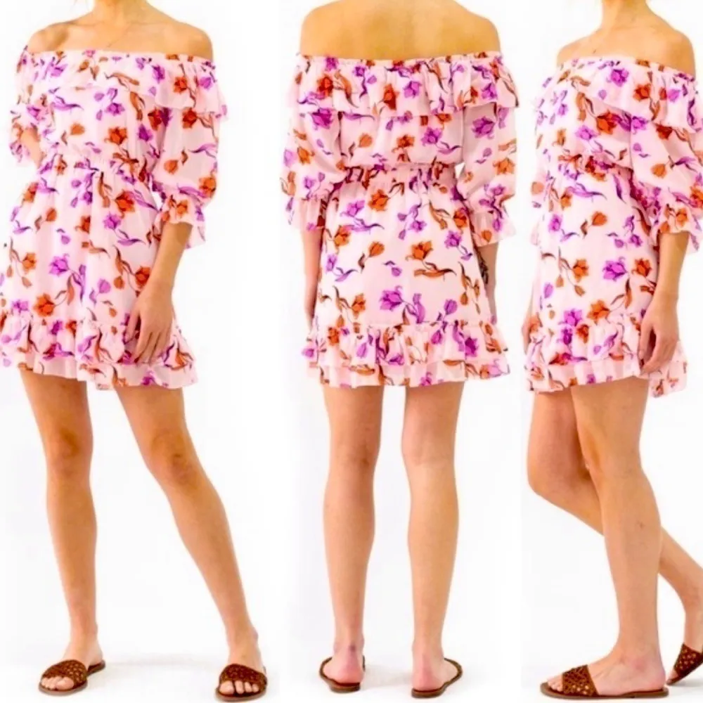 LOST + WANDER Garden of Delight Ruffle Mini Dress Women's Medium Pink Floral NWT - Image 7