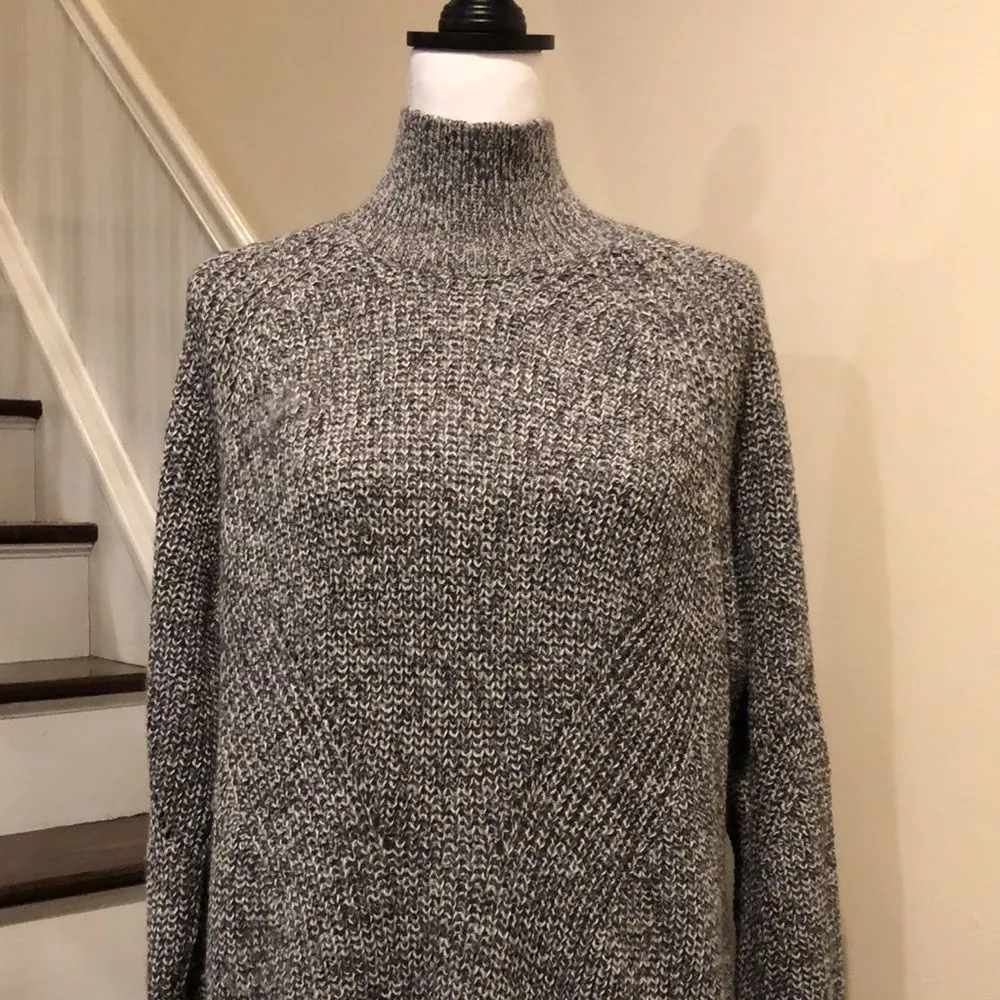 TOPSHOP Grey Marled Knit Mock Neck Long Sleeve Sweater Dress Size 8 - Image 9