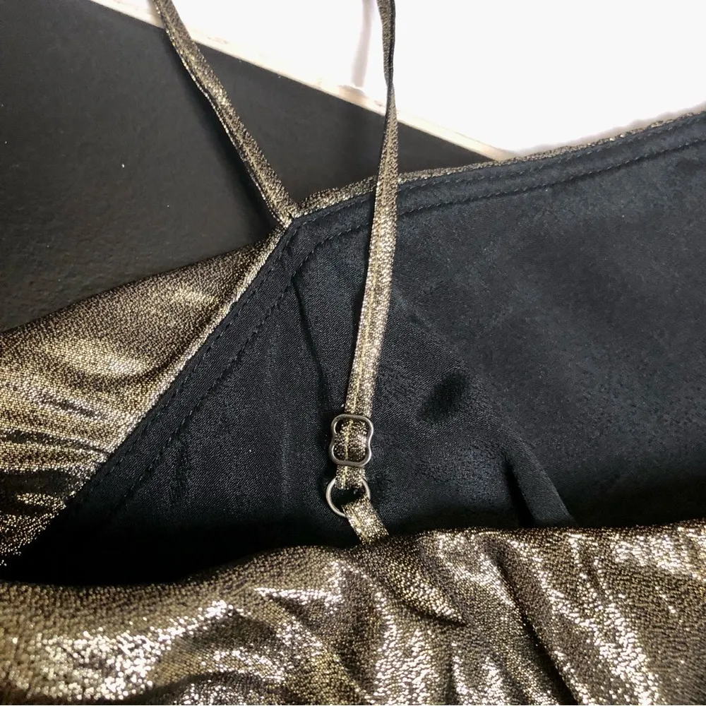 J. Crew Collection Goma Tiered Metallic Gold Bronze Midi Dress Pleated Ruffles 4 - Image 12