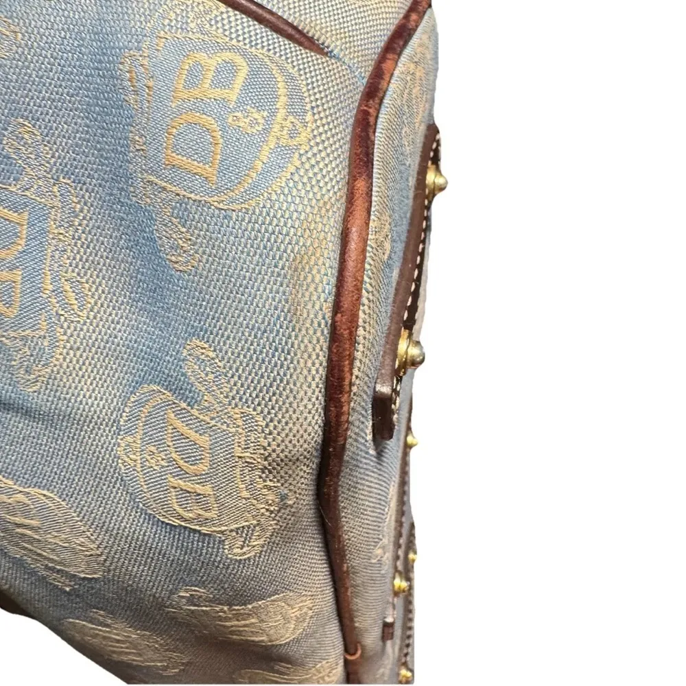 Dooney & Bourke East West Canvas / Leather Trim Donegal Crest Tote Shoulder Bag - Image 8