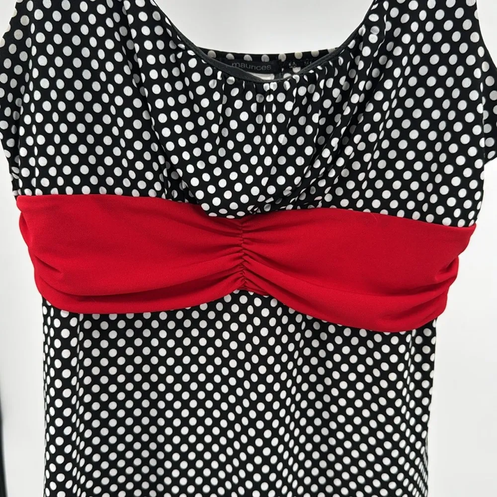Maurices Y2K Babydoll stretchy Black White red Polka Dot tank pin up 90s M - Image 7