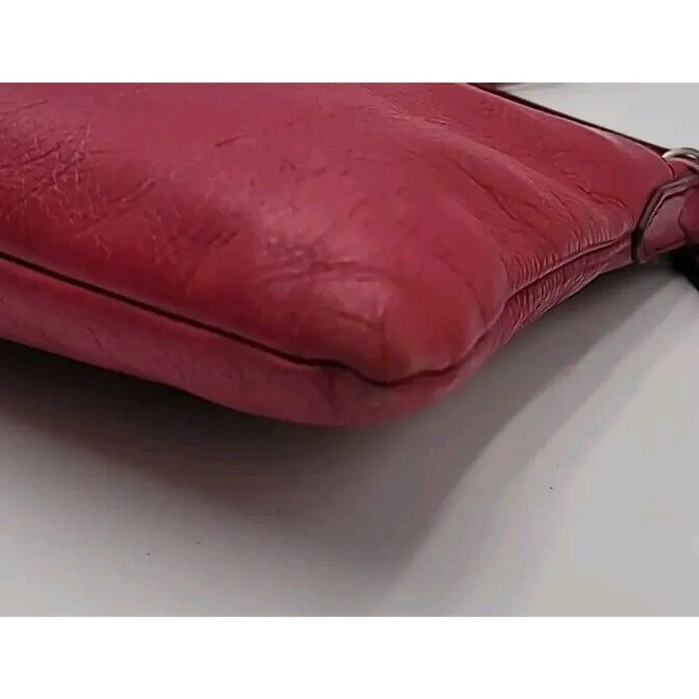 Fossil Red Leather Crossbody Handbag Purse READ - Image 7
