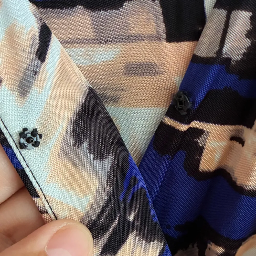 Parker Blouson Catalina Dress Stretch Drape Faux Wrap Watercolor Dolman Sleeve S - Image 9