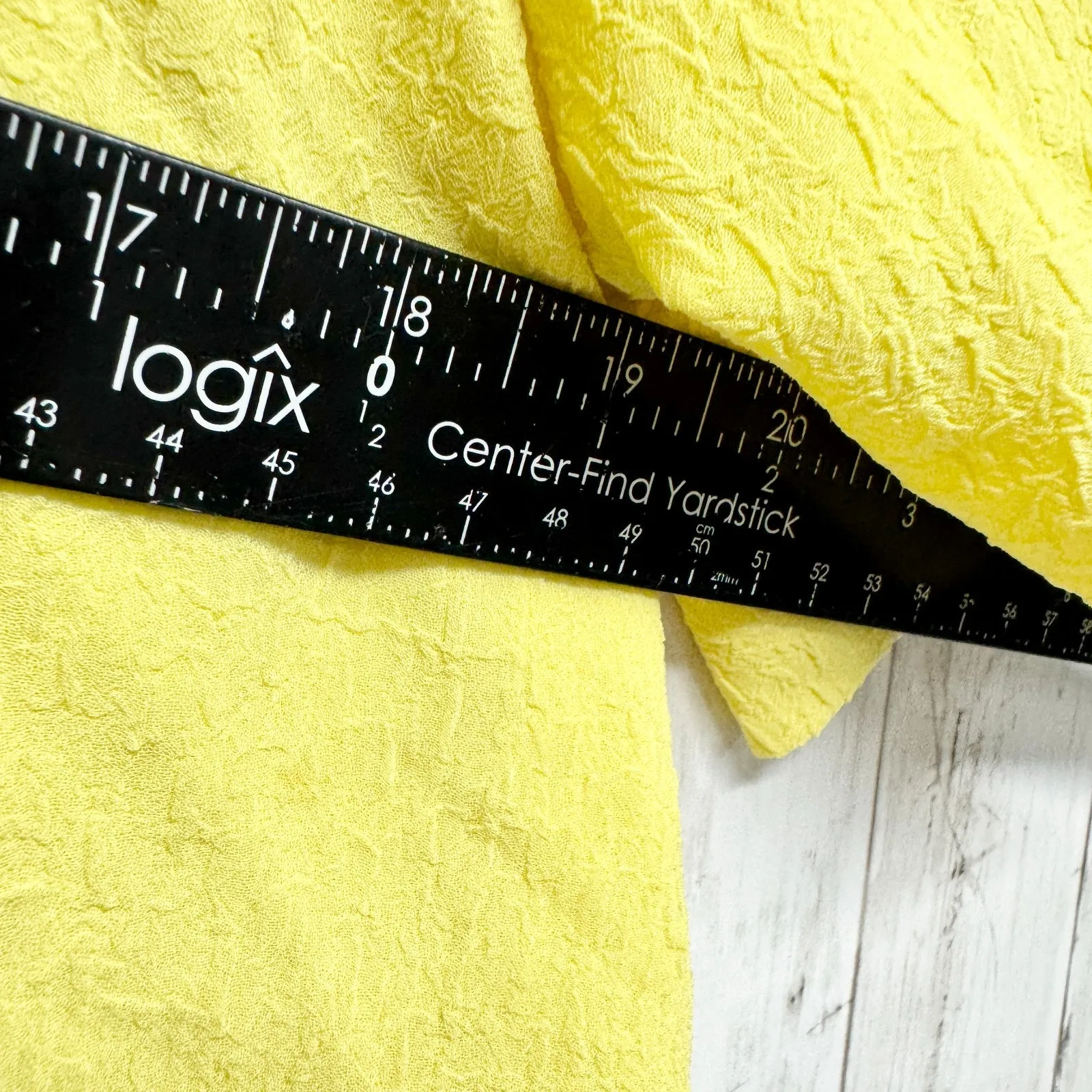 Frnch Dress Women Size M/L Yellow Crepe Round Neck Short Sleeve Shift Mini Sun - Image 6