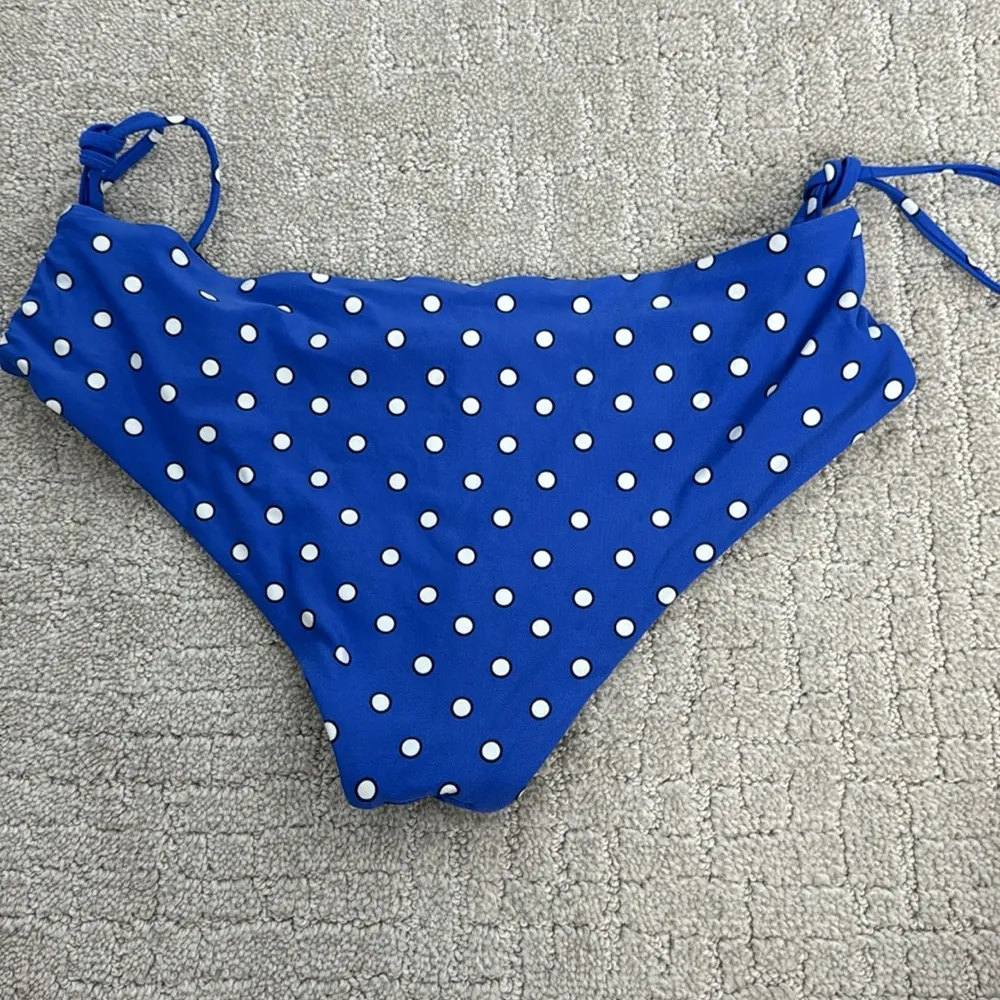 Vitamin A Blue white polka dot ruffle string bikini cheeky two piece swimwear - Image 12