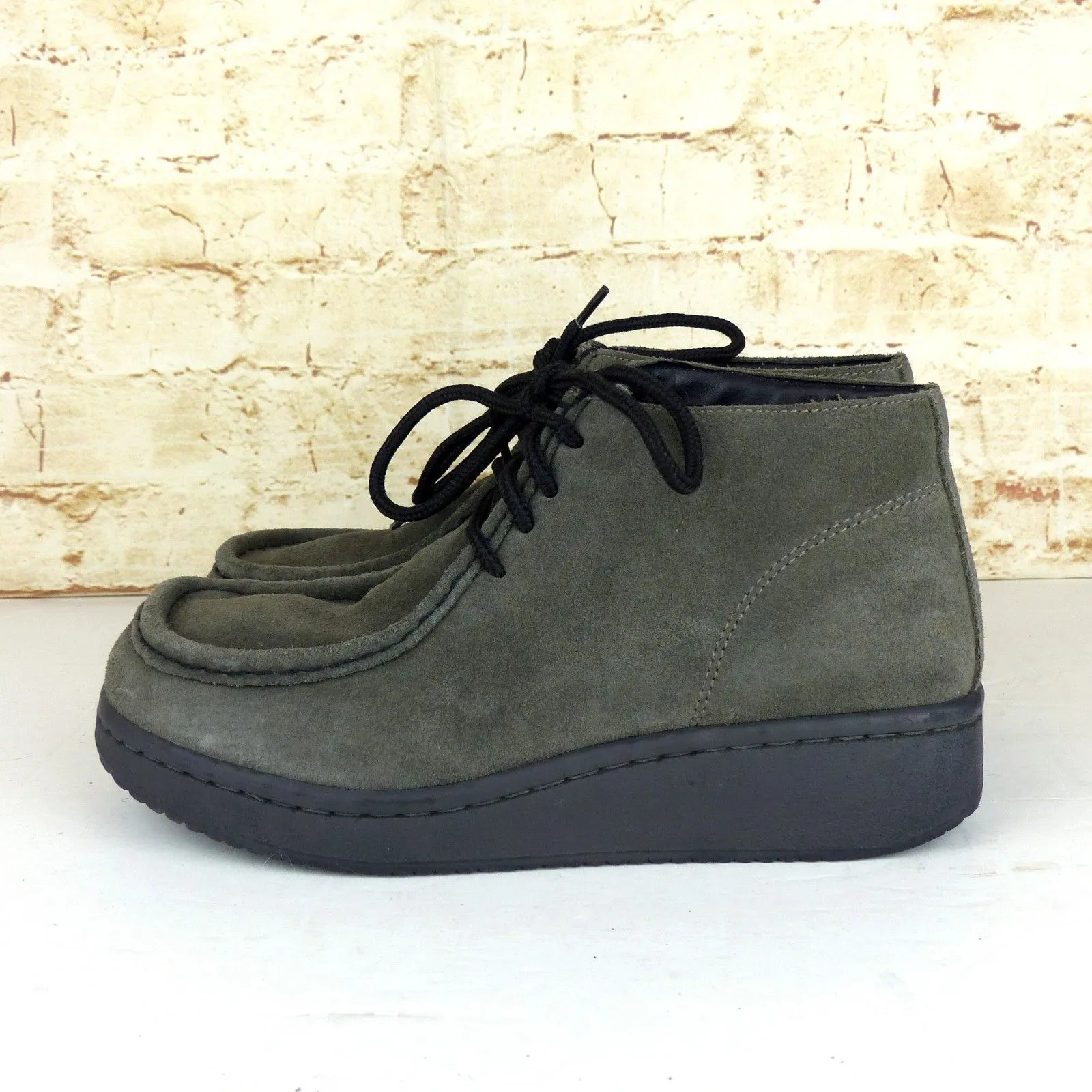 Candies Chukka Boots Women 8 Gray Suede Moc Toe Wallabee Lace Up Casual Y2K VTG - Image 5
