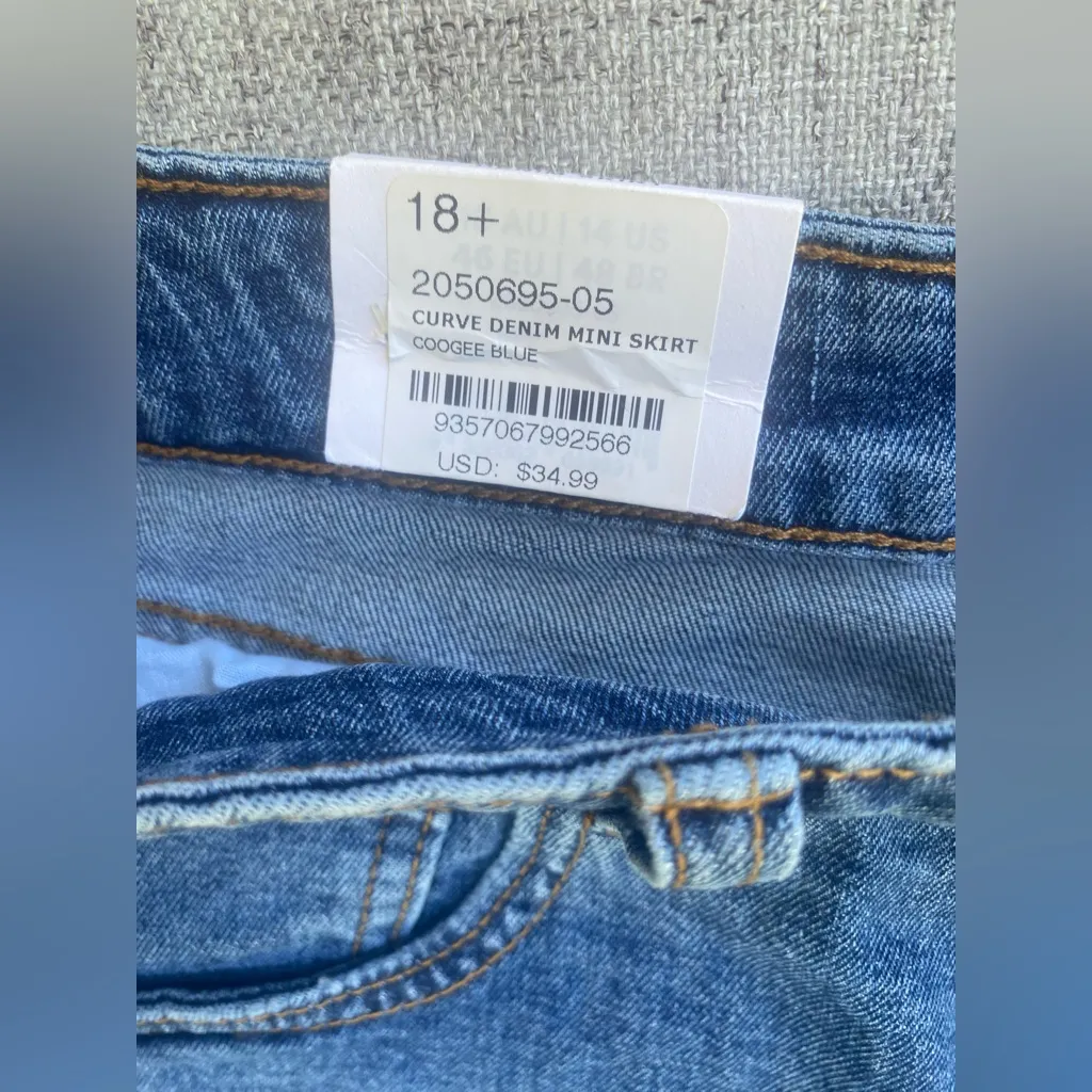 Cotton On Curvy Denim Mini Skirt - Size 14 NWT - Image 5