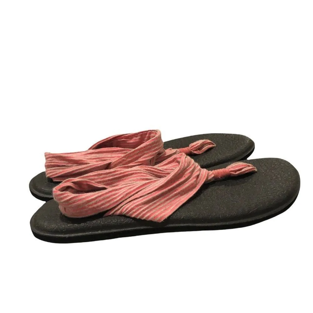 Sanuk Women's Yoga Sling 2 Pink Fabric Sandals Yoga Mat Sole size 9 - Image 4