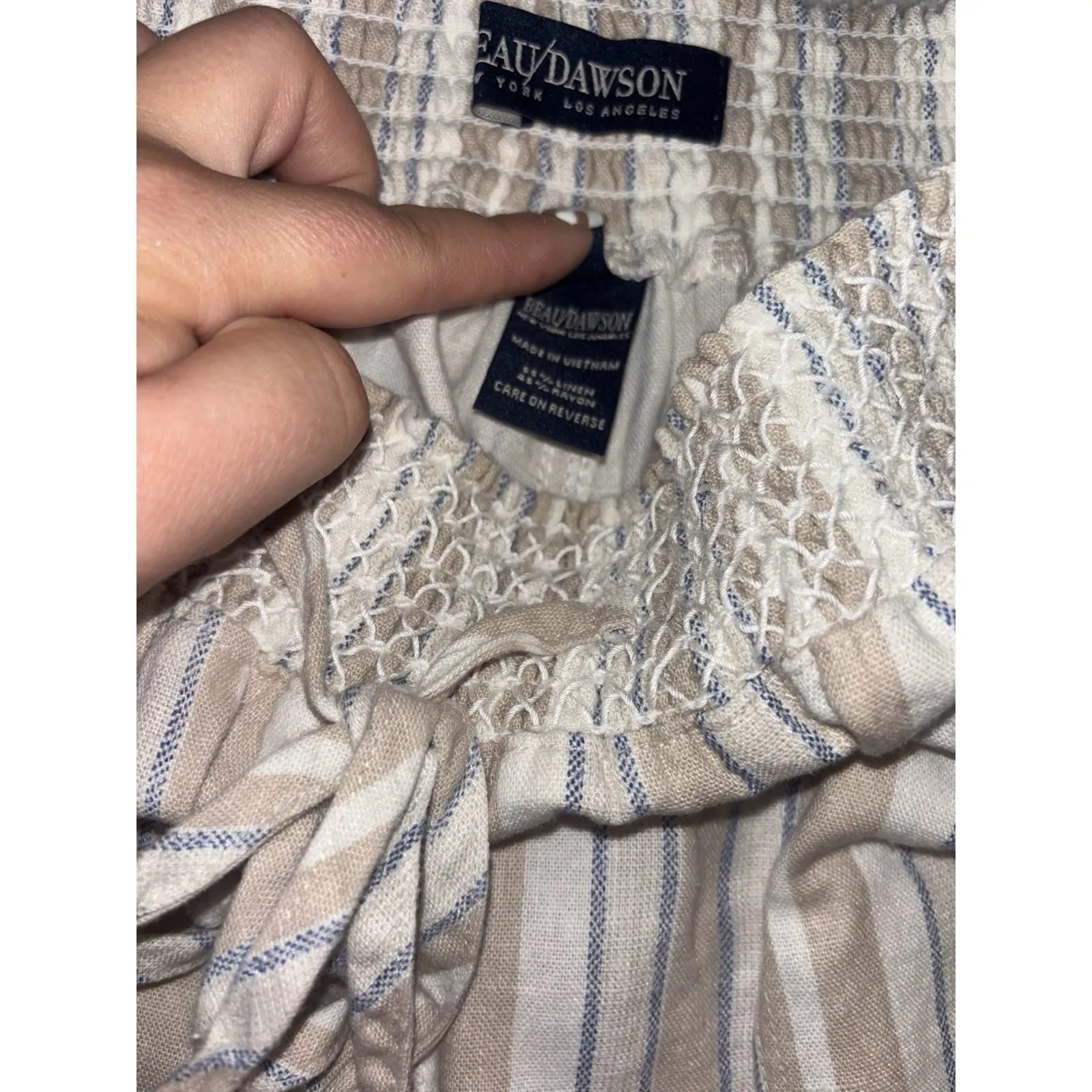 beau dawson linen pants Medium Linen Rayon Pockets Striped NWOT - Image 5