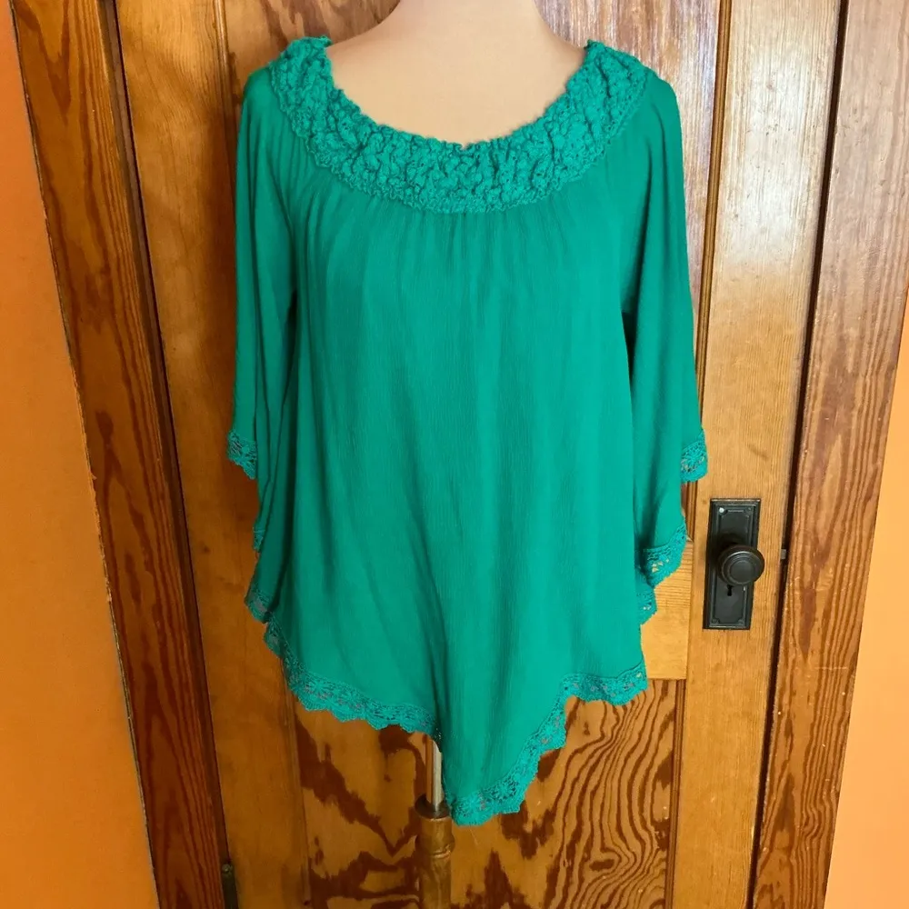Zanzea bright green hippie chic bell sleeve blouse - Image 10