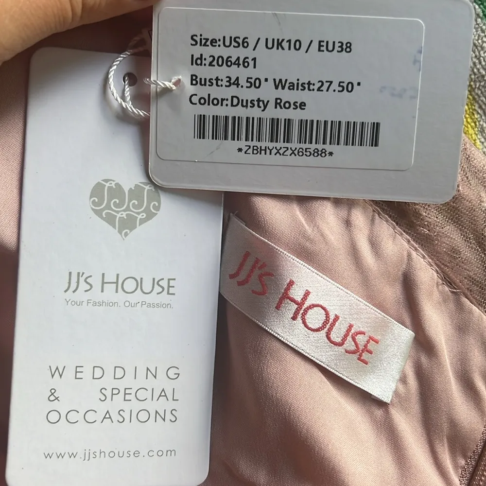 JJ’s House A-line V-Neck Floor-Length Lace Chiffon Bridesmaid Dress - Image 10