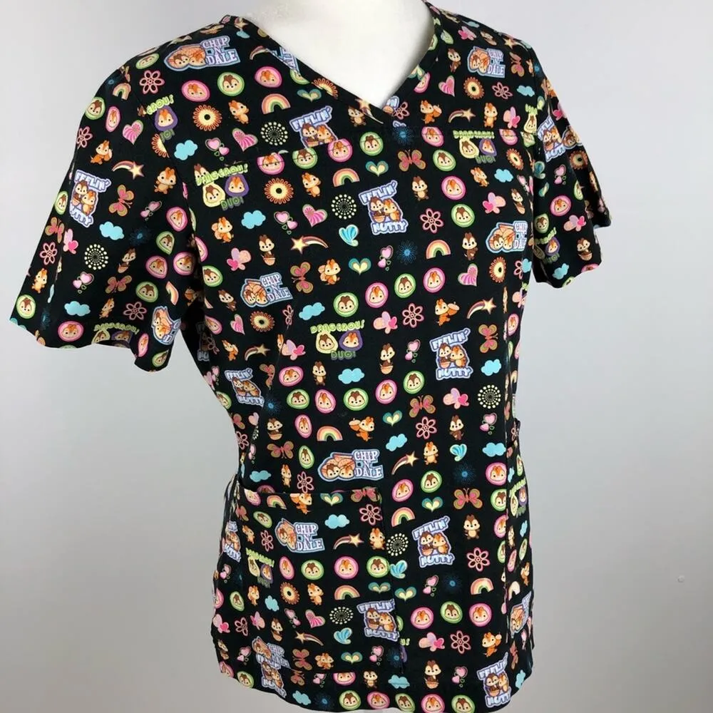 The Wonderful World of Disney Chip N Dale Felling Nutty Medical Scrub Top Small - Image 6