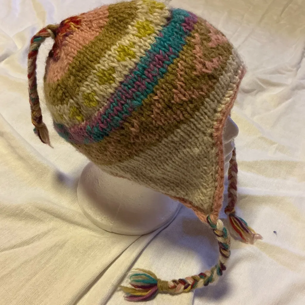 Hippie chic wool ear flap hat - Image 2