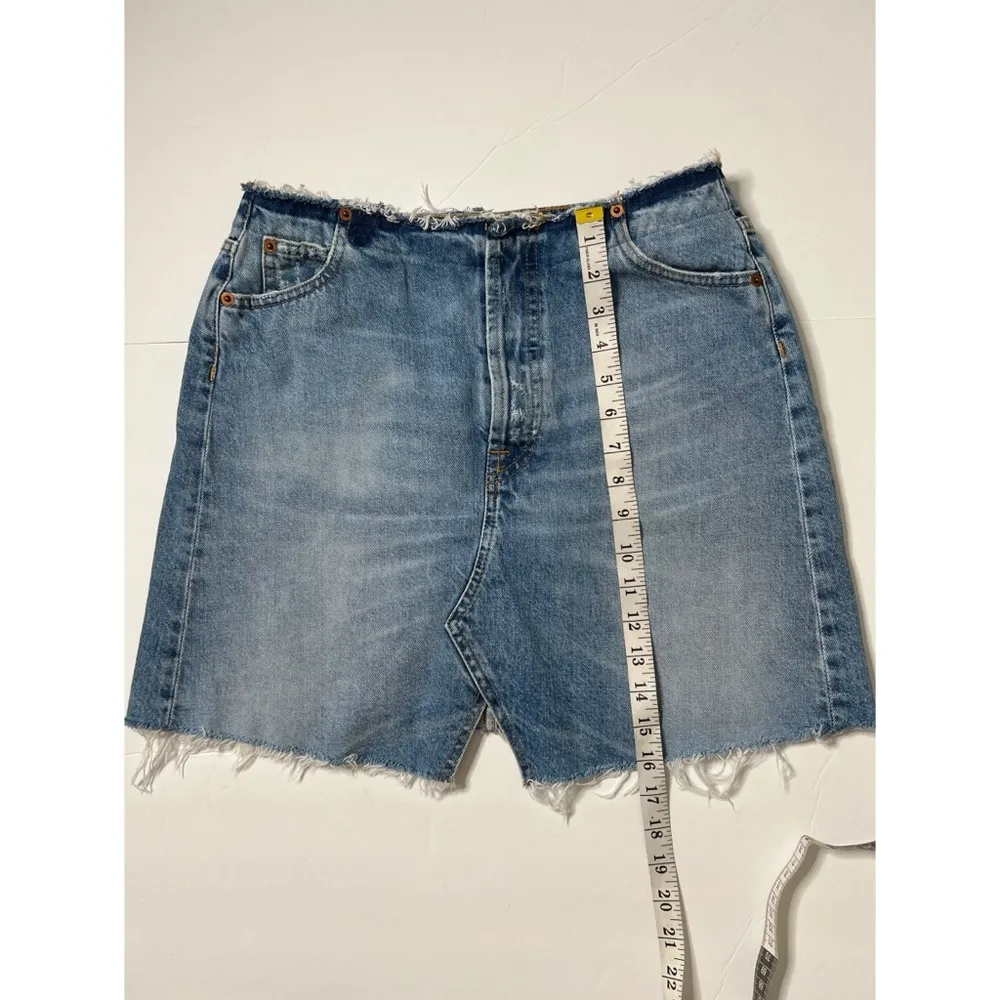 IRO. Jeans Blue Frayed Waist/Hem Denim Mini Skirt Sz 38 Women - Image 6