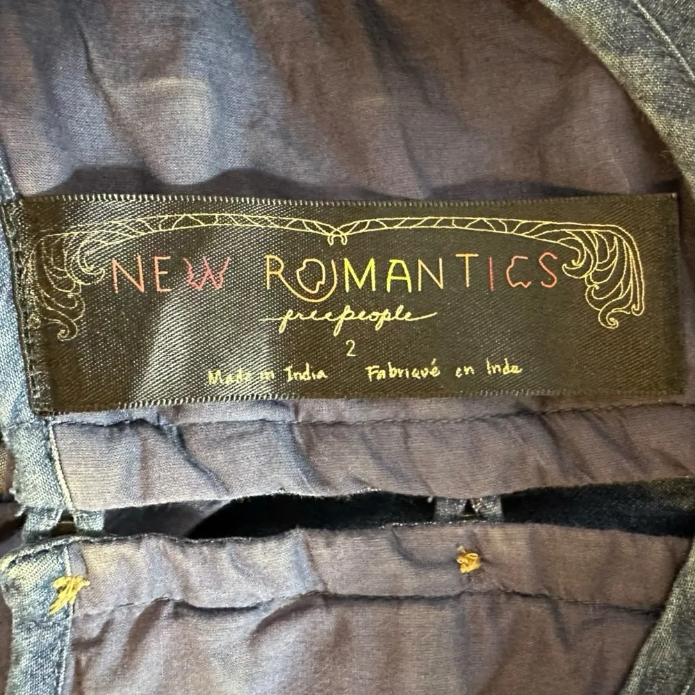 Vintage Y2K Free People New Romantics Lattice Denim Mini Dress Size 2 - Image 8