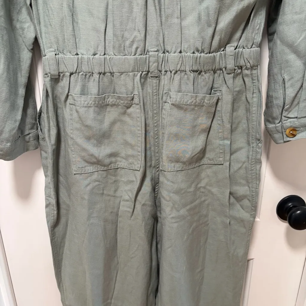 Soft Surroundings Kerry Jumpsuit NWT size 14P Green Milieu Tencel Linen No Belt - Image 12