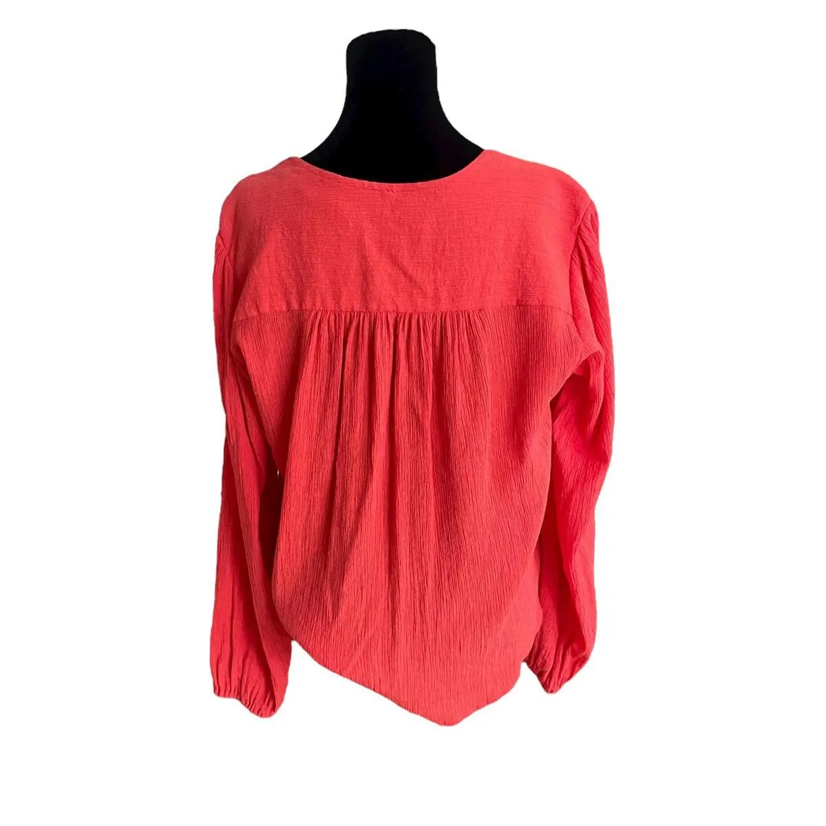 Free People Check On It Wrap Top Blouse Bohemian Balloon Sleeve Women Size Small - Image 2