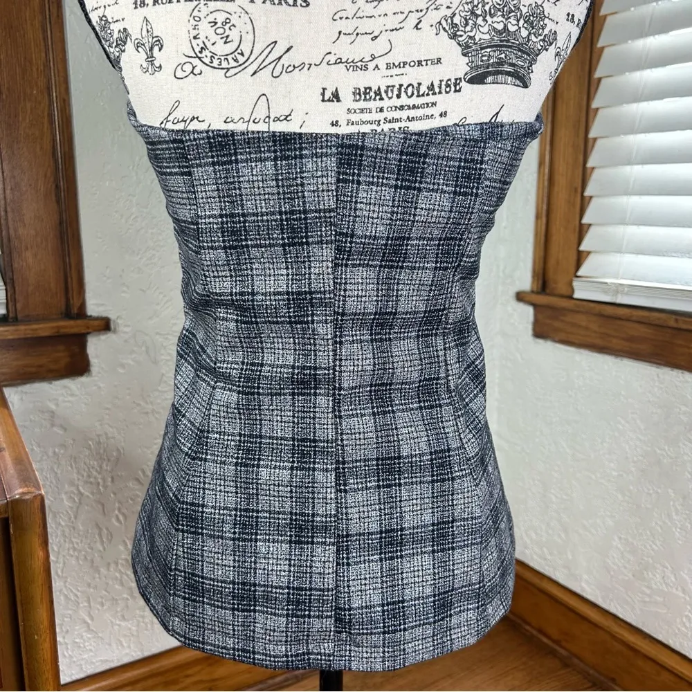 HYFE | Plaid Checked Sleeveless Button Front Vest Size S Gray - Image 2