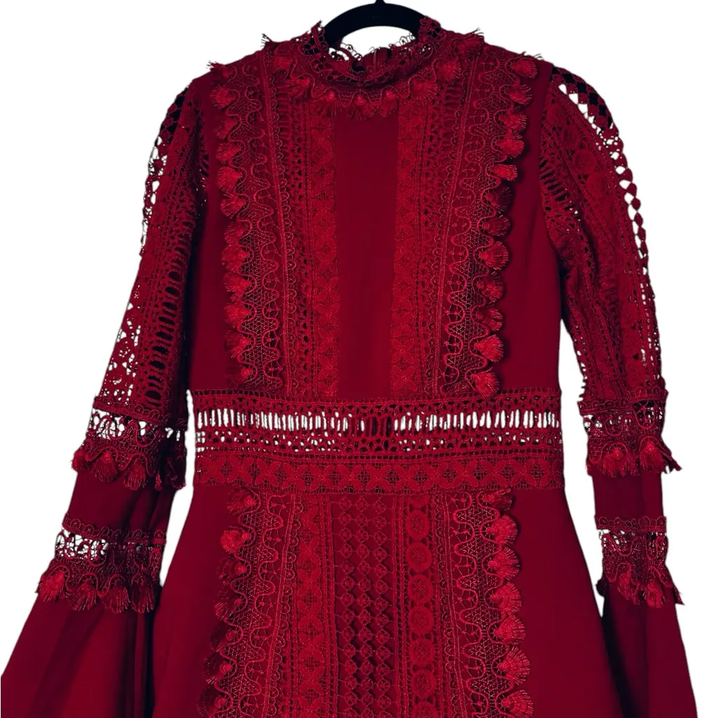 NWT PatBO Guipure Lace Mini Dress Red Cocktail Party Size 2 - Image 9