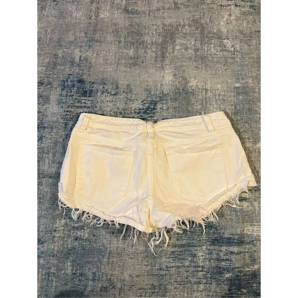 Shein White Distressed Denim Cutoff Shorts Medium / Size 6 - Image 2