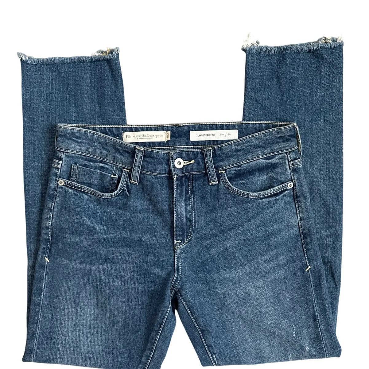 Anthropologie Pilcro‎ and the Letterpress Slim Boyfriend Jeans Dark Wash Size 26 - Image 5