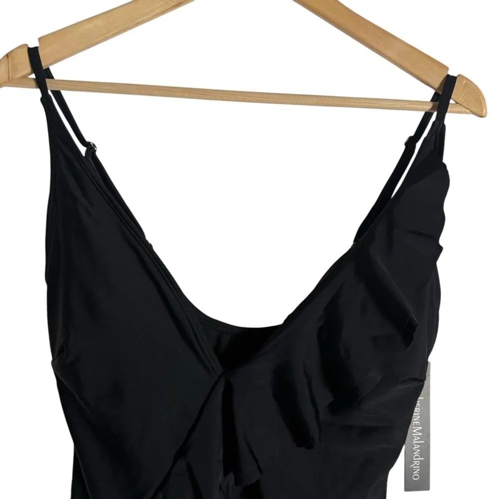 Catherine Malandrino Black One Piece V-Neck Ruffle Front Swimsuit Size Small - Image 9