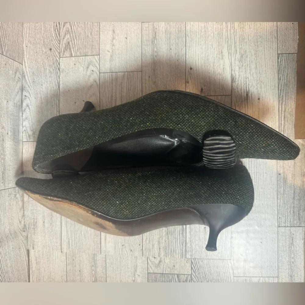 Stuart Weitzman  Green tweed kitten heels size 8.5‎ - Image 14
