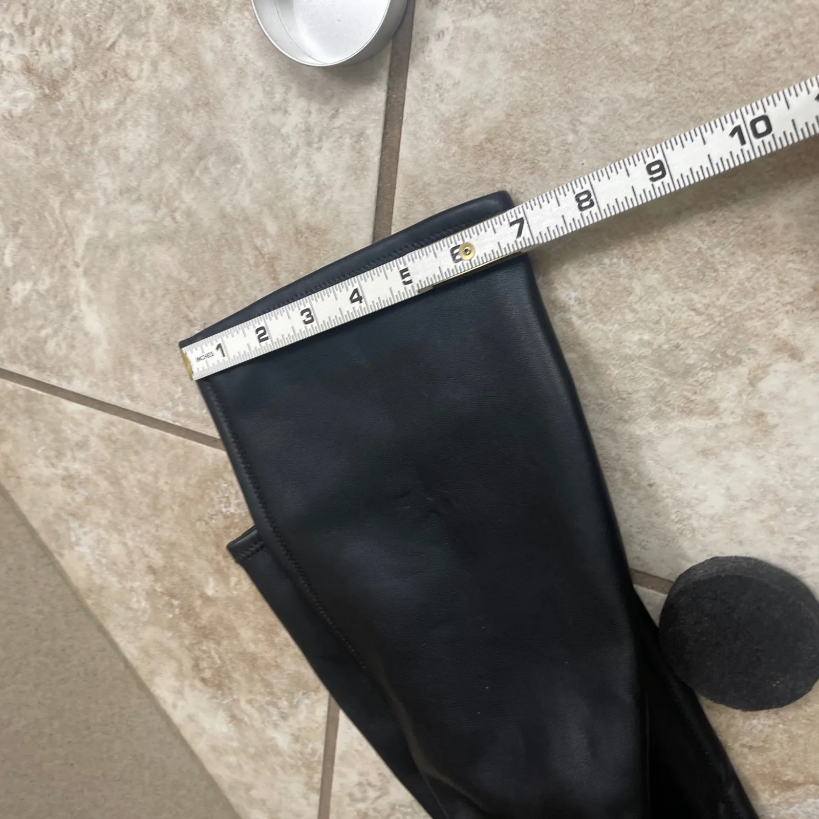 Marc Fisher mlanata LTD Black FAUX Leather Pointed Toe Block Heel Knee Boots 9M Size 9 - Image 9