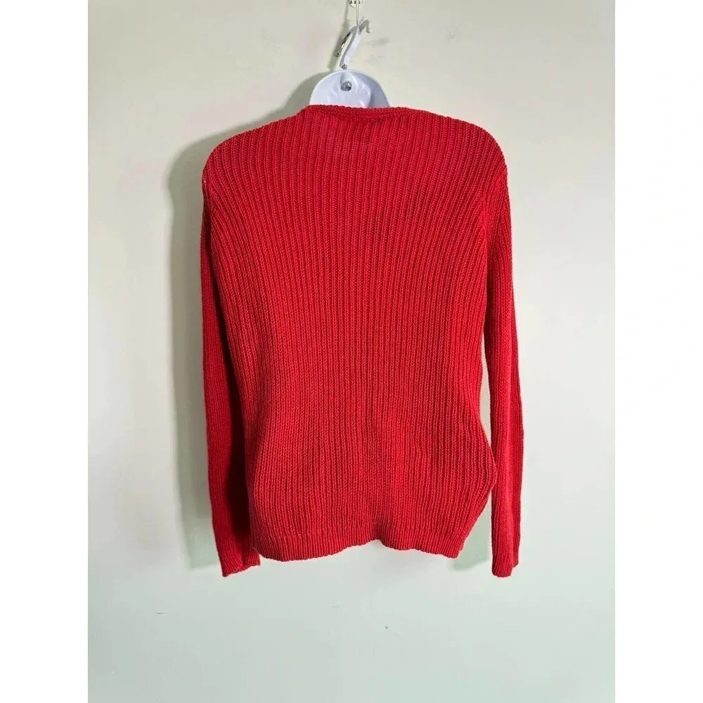 Wooden Ships Red V Neck KNnit Sweater SIZE XS/S - Image 2