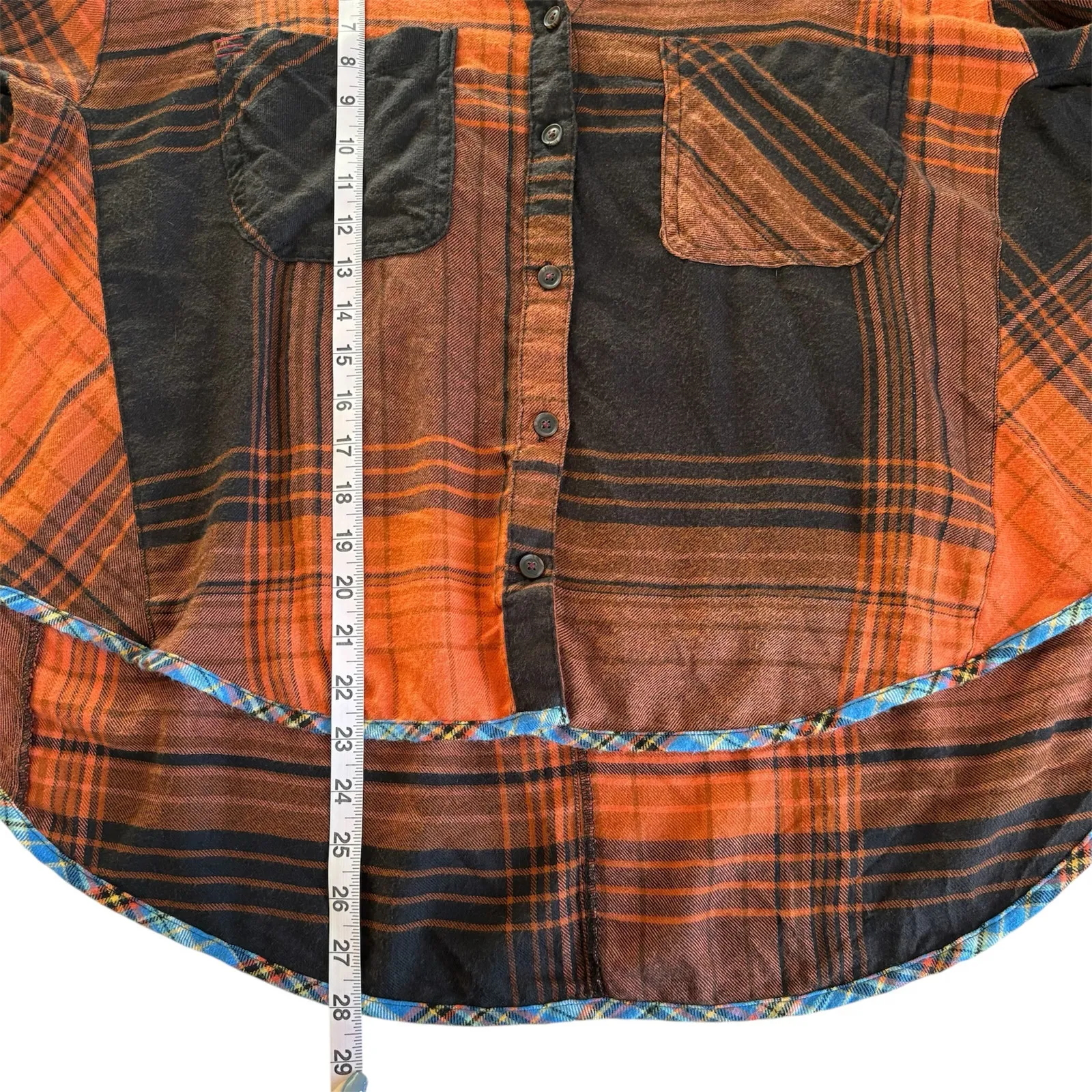 Via Penny Lane Reworked Apparel The Beach Boys Orange and Brown Flannel Medium - Image 5