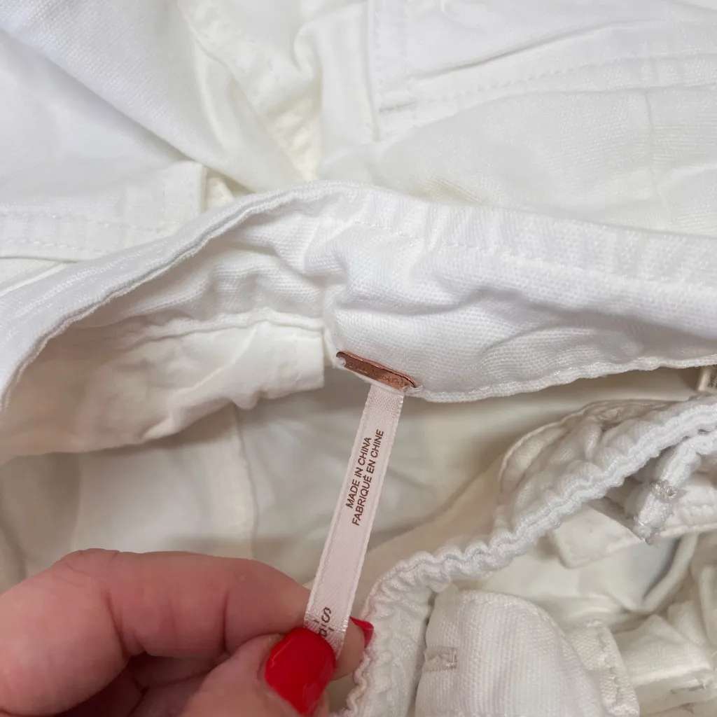 Free People Go West Jean Denim Overall Jumpsuit Zinc‎ White size small - Image 5